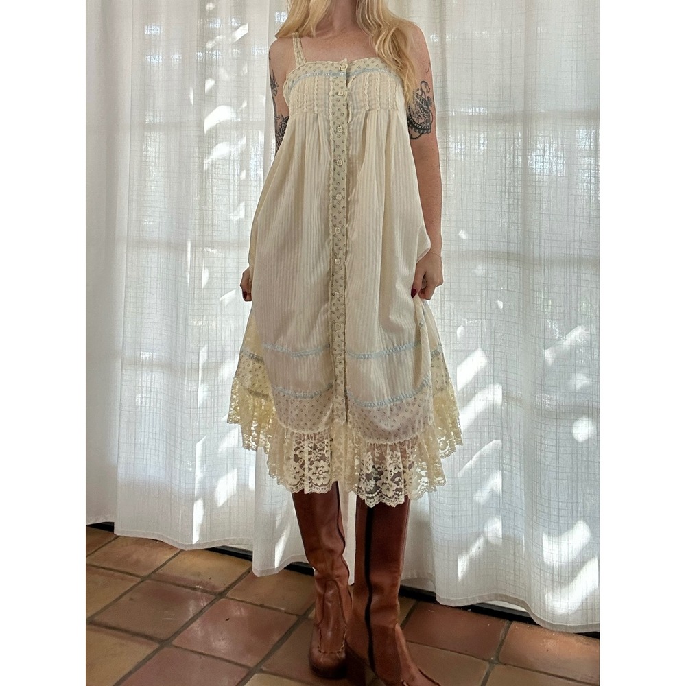 Vintage 70s Gunne Sax Boho Prairie Cottage Sundress